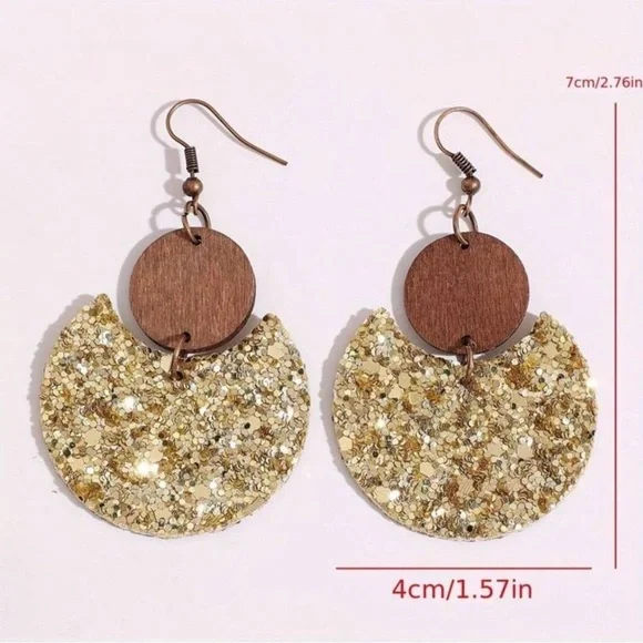 Gold and Brown Dangle Earrings - Picture 5 of 5